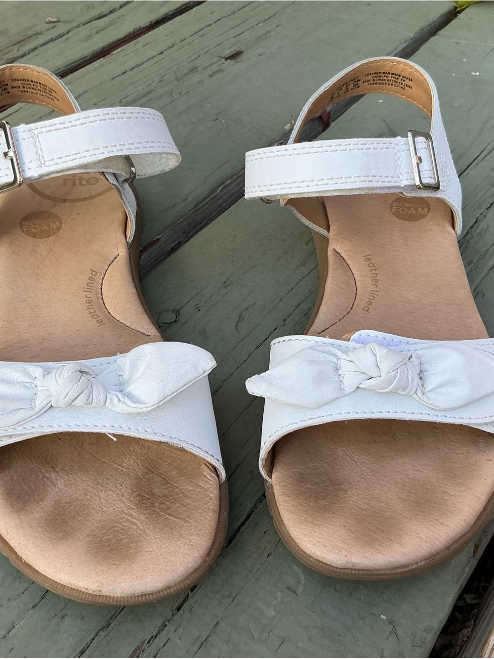 Stride Rite White Knotted Strap Kids Sandals